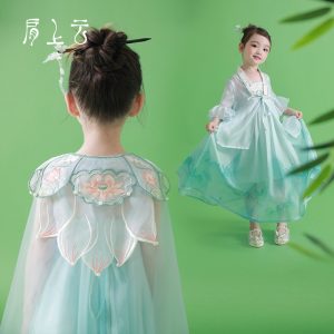 肩上云【红楼梦之金玉良缘】联名女童荷花连衣裙汉服新中式演出服