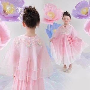 肩上云【红楼梦之金玉良缘】联名女童牵牛花刺绣两件套纱裙演出服